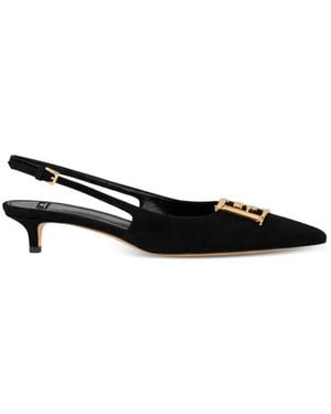 Elisabetta Franchi Suede Slingback Court Shoes - Black
