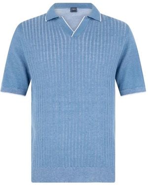 Fedeli Ribbed-Knit T-Shirt - Blue
