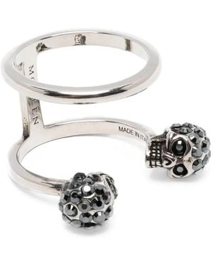 McQueen Anillo Con Aplique De Calavera - Blanco