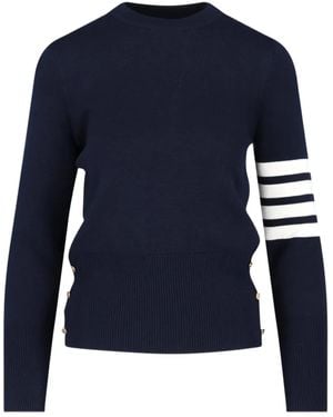 Thom Browne Four-Bar Ribbed Sweater - Blue