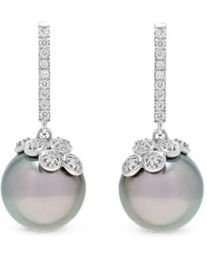 Andreoli Tahitian Pearl And Diamond Drop Earrings - White