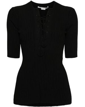 Stella McCartney Haut Nervuré À Détail De Laçage - Noir