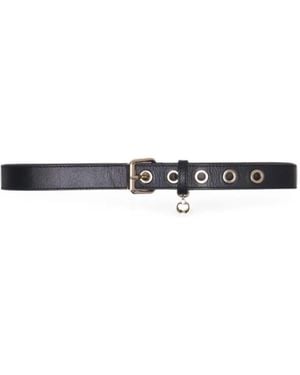 Maje Leather Belt With Eyelets - White