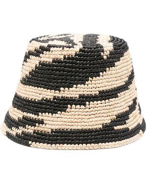 Zimmermann Sombrero De Rafia Con Motivo De Cebra - Negro