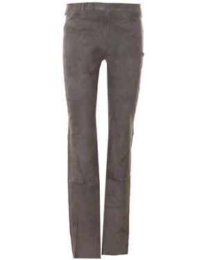 Arma Suede Slim-Fit Pants - Gray