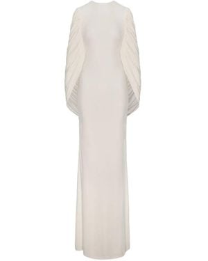 SEEN USERS Ruched Cape-Style Maxi Dress - White