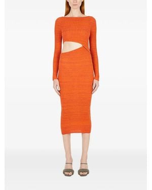 Wynn Hamlyn Robe Mi-Longue Origami À Découpes - Orange