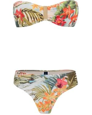 Lygia & Nanny Ester Bandeau-Bikini Mit Blumenprint - Grün