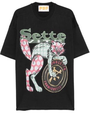 PDF T-Shirt En Coton À Imprimé Graphique - Black