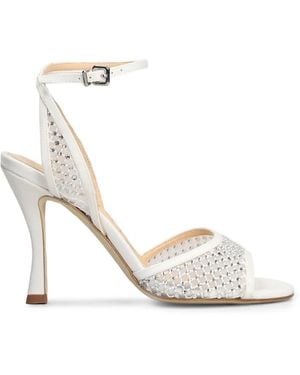 Chantal Crystal-Embellished Mesh-Panel Sandals - White