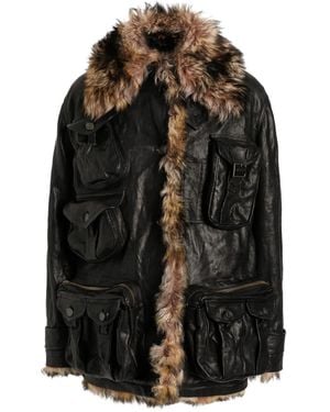 Dolce & Gabbana Mantel Mit Pelzbesatz - Schwarz