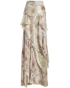 Ralph Lauren Ruffled Floral Skirt - Natural