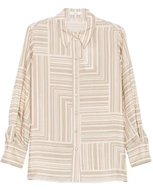 JOSEPH Atlan Geometric-Print Silk Shirt - White