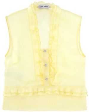 Alberta Ferretti Ruffled Embellished Top - Yellow