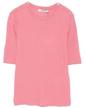 Max Mara Button-Detail Ribbed Sweater - Pink