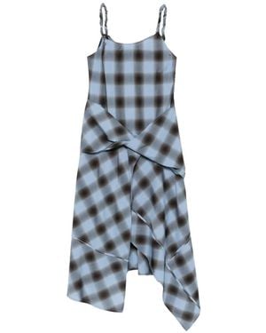 Feng Chen Wang Check-Pattern Midi Dress - Blue