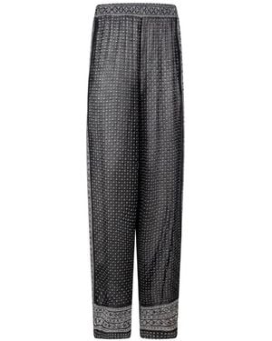Ermanno Scervino Crystal-Embellished Geometric-Print Trousers - Grey