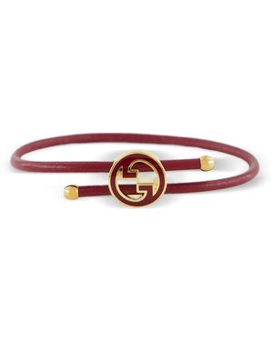 Gucci Lederarmband Mit Logo - Weiß