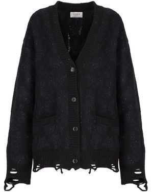 Laneus Cardigan Con Effetto Vissuto - Nero