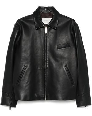 Second/Layer Leather Bomber Jacket - Black