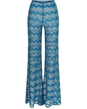 Missoni Zigzag-Pattern Lamé Trousers - Blue