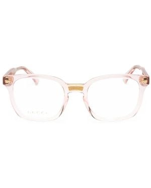 Gucci Rectangle-Frame Glasses - Natural