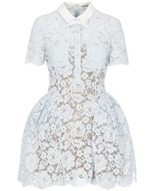 Self-Portrait Lace Flared Mini Dress - White