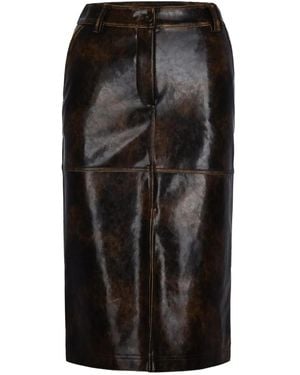 Patrizia Pepe Leather-Effect Paneled Midi Skirt - Black