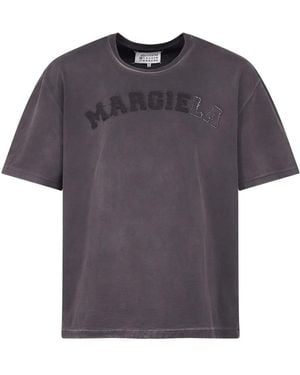 Maison Margiela Logo-Embroidered Cotton T-Shirt - Purple