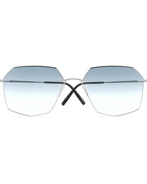 Silhouette Titan Minimal Art Stellar Geometric-Frame Sunglasses - Blue