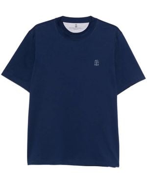 Brunello Cucinelli T-Shirt Met Logodetail - Blauw