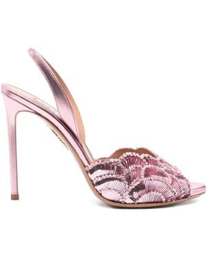 Aquazzura 100Mm Embroidered Sandals - Pink