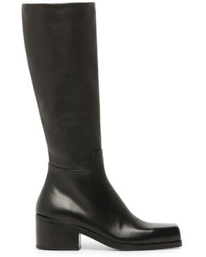 Marsèll Cassello Square-Toe Leather Knee-High Boots - Black