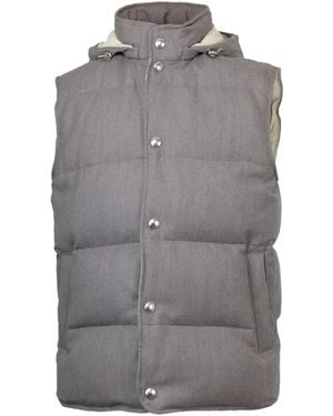 Eleventy Hooded Quilted Gilet - Grey