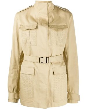 Off-White c/o Virgil Abloh Perforated Short Trench Coat - Natural