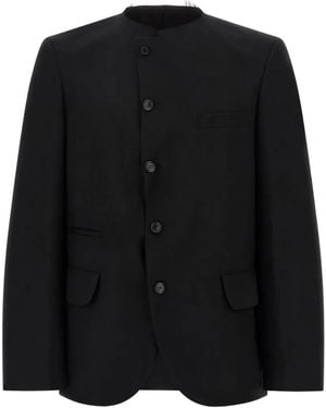 COMME DES GARÇON BLACK Raw-Cut Collarless Blazer - Black