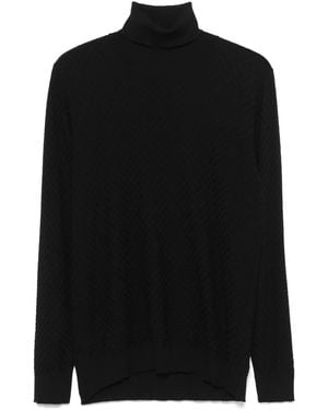 GOES BOTANICAL Merino Interwoven Roll-Neck Knit Jumper - Black