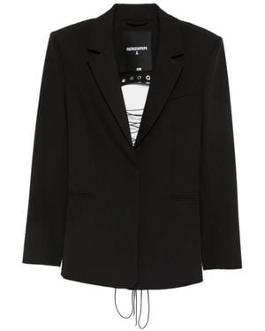 Patrizia Pepe Lace-Up Structured Blazer - Black