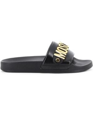 Moschino Logo-Lettering Slides - White