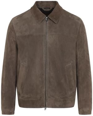 Brioni Suede Leather Blouson Jacket - Brown