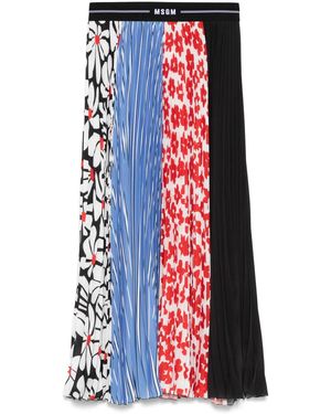 MSGM Mix-Print Midi Skirt - Red