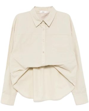 B+ AB Asymmetric Tuck Shirt - Natural
