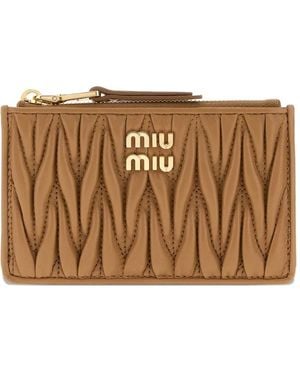 Miu Miu Porte-Cartes À Breloque Logo - Marron