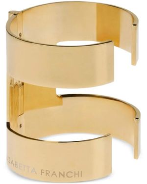 Elisabetta Franchi Wrap-Around Logo-Engraved Cuff Bracelet - Natural