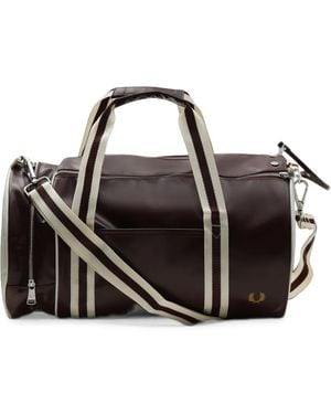 Fred Perry Logo-Print Barrel Bag - Black
