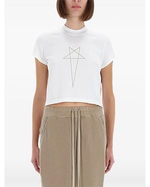 Rick Owens Star-Print Crop Top - White