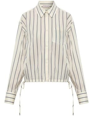 Moncler Drawstring-Details Striped Cotton Shirt - White