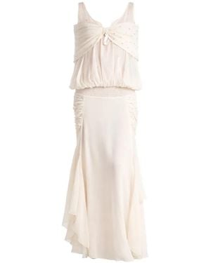 Siedres Kristallverziertes Kleid - Weiß