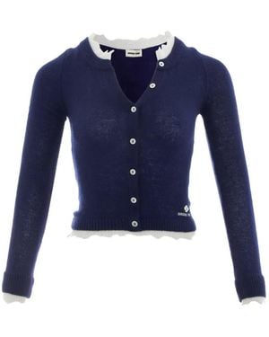 ShuShu/Tong Ungesäumter Cardigan Mit Kontrastbesatz - Blau