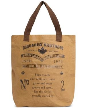 DSquared² Text-Print Tote Bag - Natural